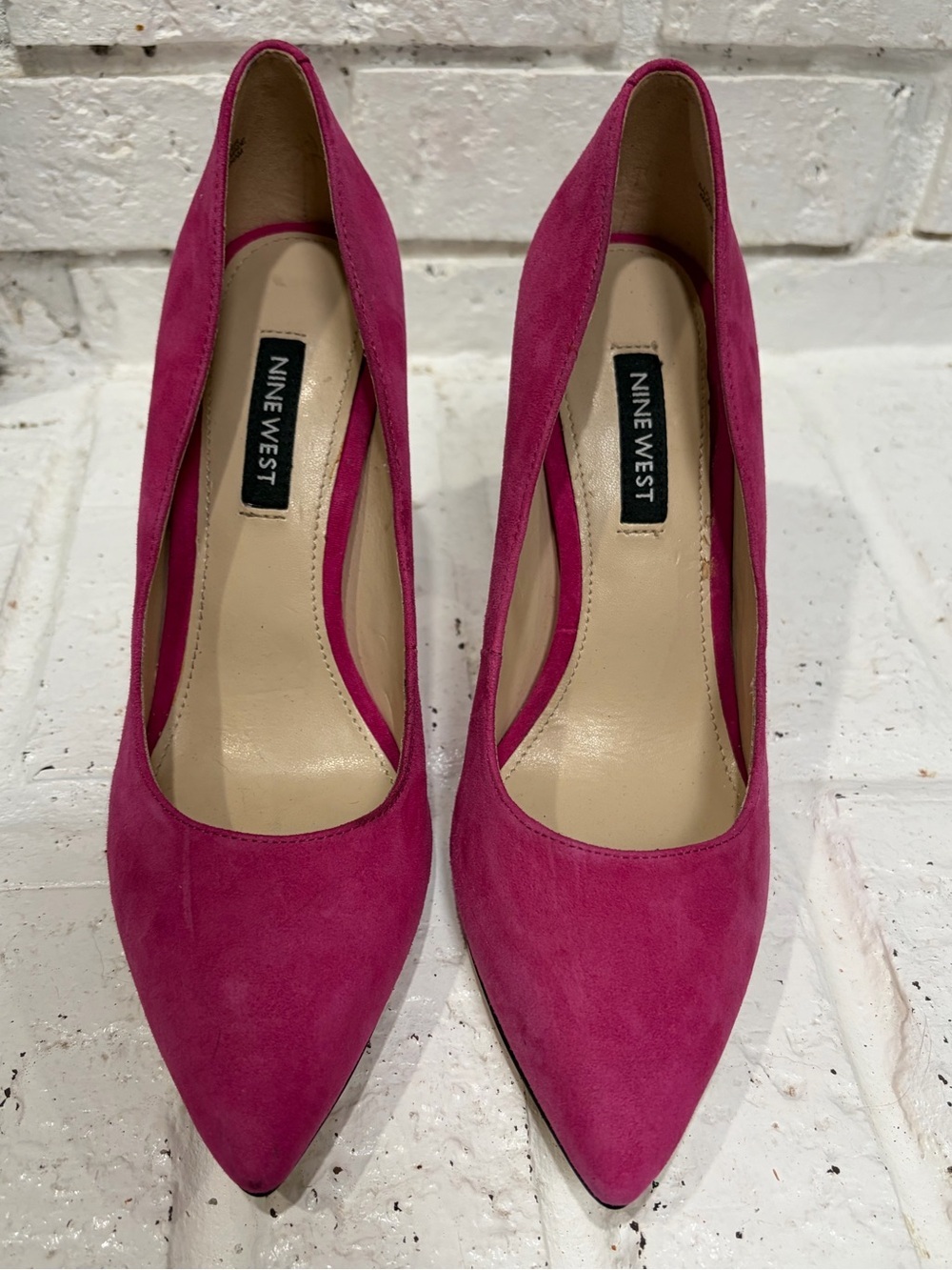 Nine West Hot Pink Suede Pointed-Toe Pumps - Picture 4 of 4